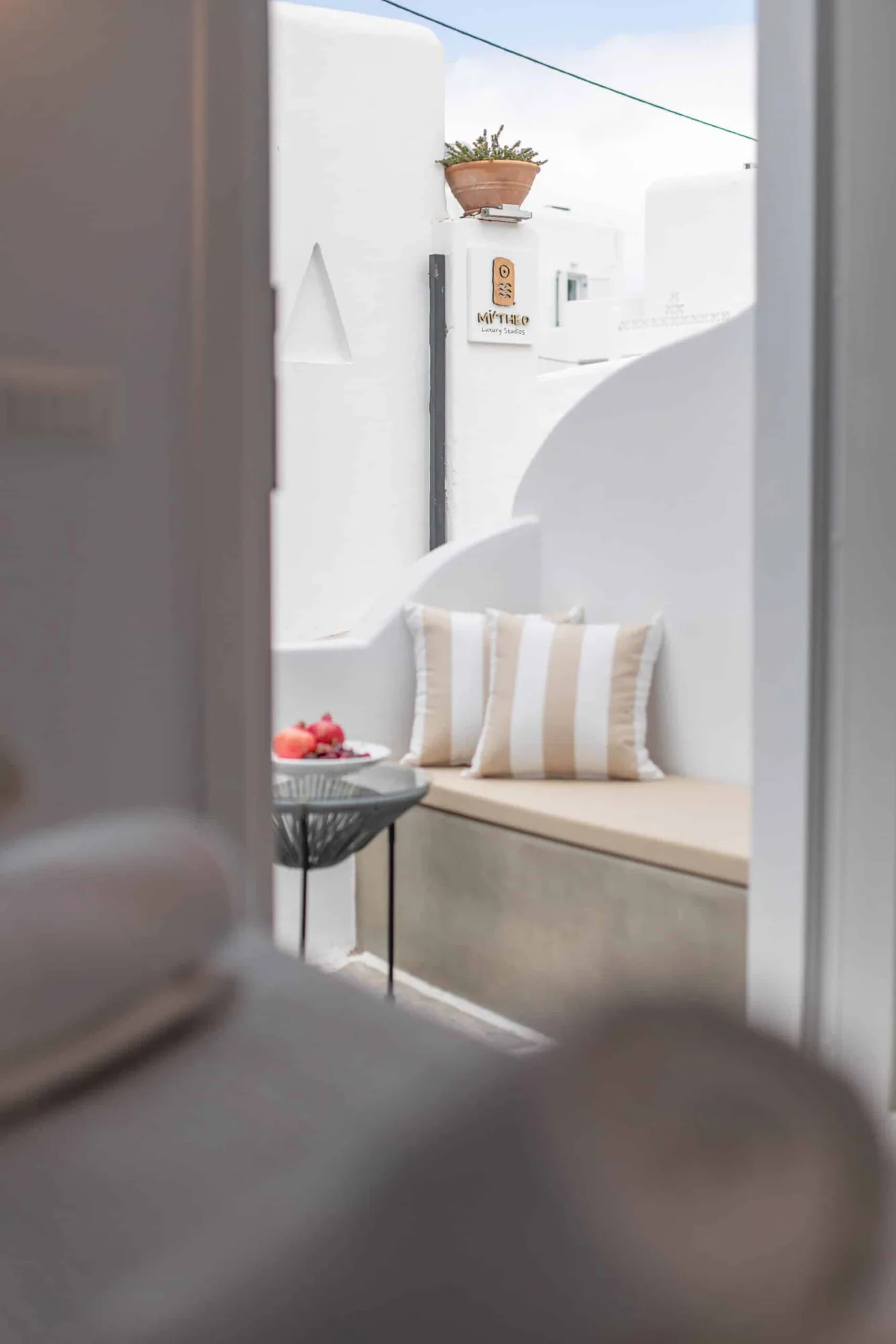Patio seen through the open door